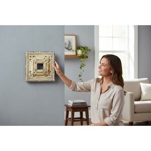 Decorative Wall Art Square Tin Panel Accent Mirror Rustic Farmhouse 12 Inch